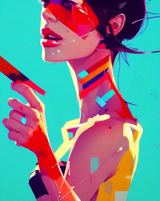 Image similar to a ultradetailed beautiful panting of a stylish woman with colorful bandaids, by conrad roset, greg rutkowski and makoto shinkai, trending on artstation