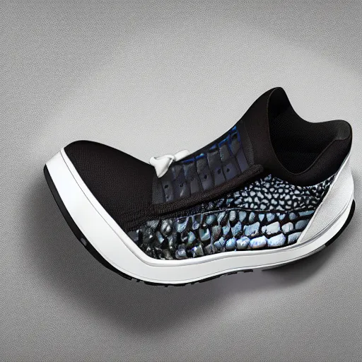 Image similar to fish shaped nike sneakers, fish scales, highly detailed, rim light, cinematic lighting, illustration, art, octane render, very coherent, cinematic, hyper realism, high detail, octane render