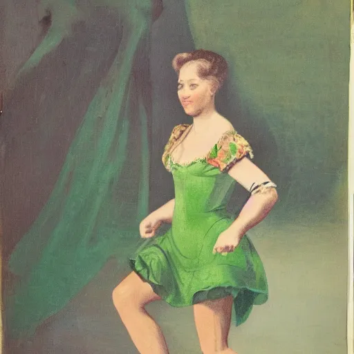 Image similar to woman dancing in a green summer dress