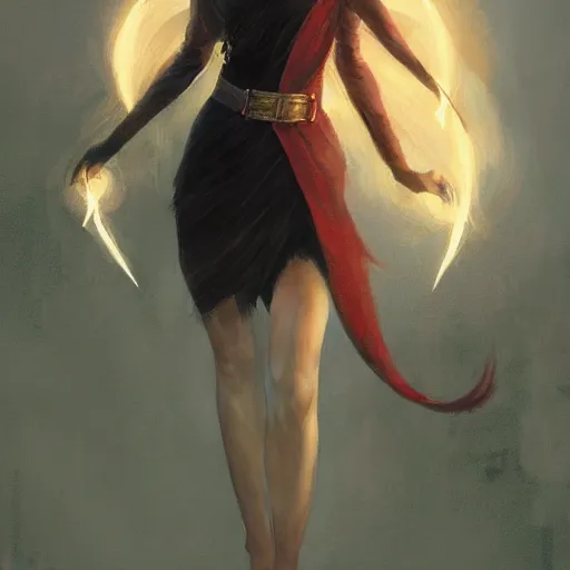 Prompt: a painting of an female elf wearing a black dress with blonde hair and red eyes. by edward robert hughes and craig davison and tooth wu and wlop and beeple and greg rutkowski. trending on artstation, highly detailed, volumetric lightning