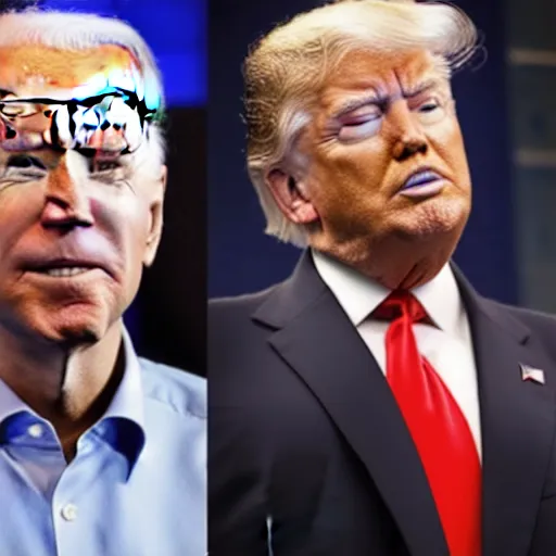 Prompt: joe biden and donald trump have in mma