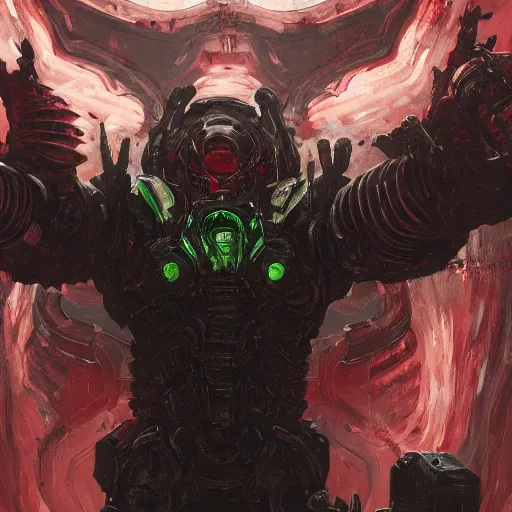 Image similar to doom slayer, painted by tsutomu nihei, painted by stanley lau