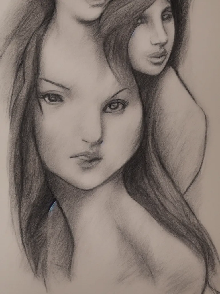 Image similar to charcoal figure drawing of a beautiful female model in the style of joseph sheppard