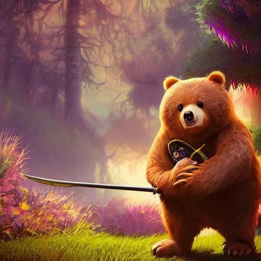 Prompt: An epic fantasy comic book style portrait painting of an extremely cute and adorable very beautiful fisherman bear, character design by Mark Ryden and Pixar and Hayao Miyazaki, unreal 5, DAZ, hyperrealistic, octane render, cosplay, RPG portrait, dynamic lighting, intricate detail, summer vibrancy, cinematic