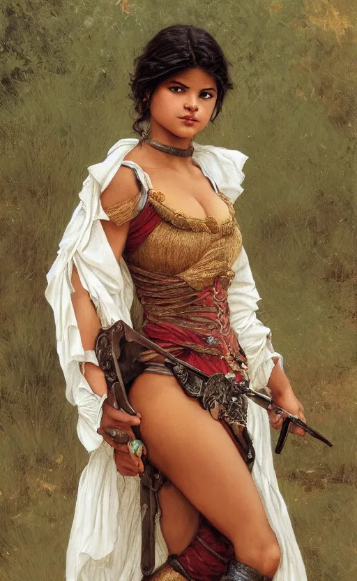 Image similar to isabela merced, isabela moner, traditional corsican, intricate, highly detailed, artstation, illustration, jurgens, rutkowski, bouguereau