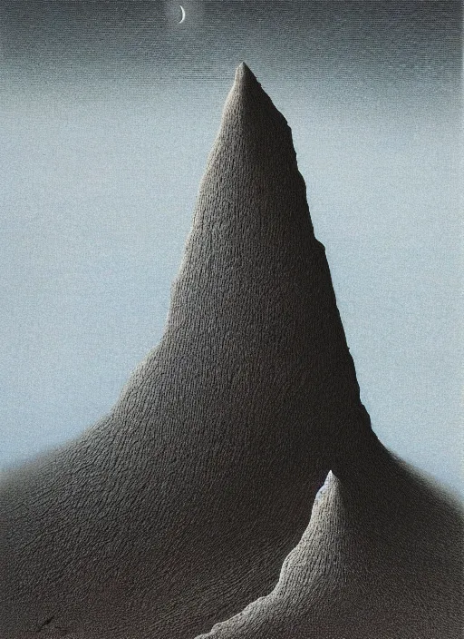 Image similar to mountain by beksinski and salvadore dali