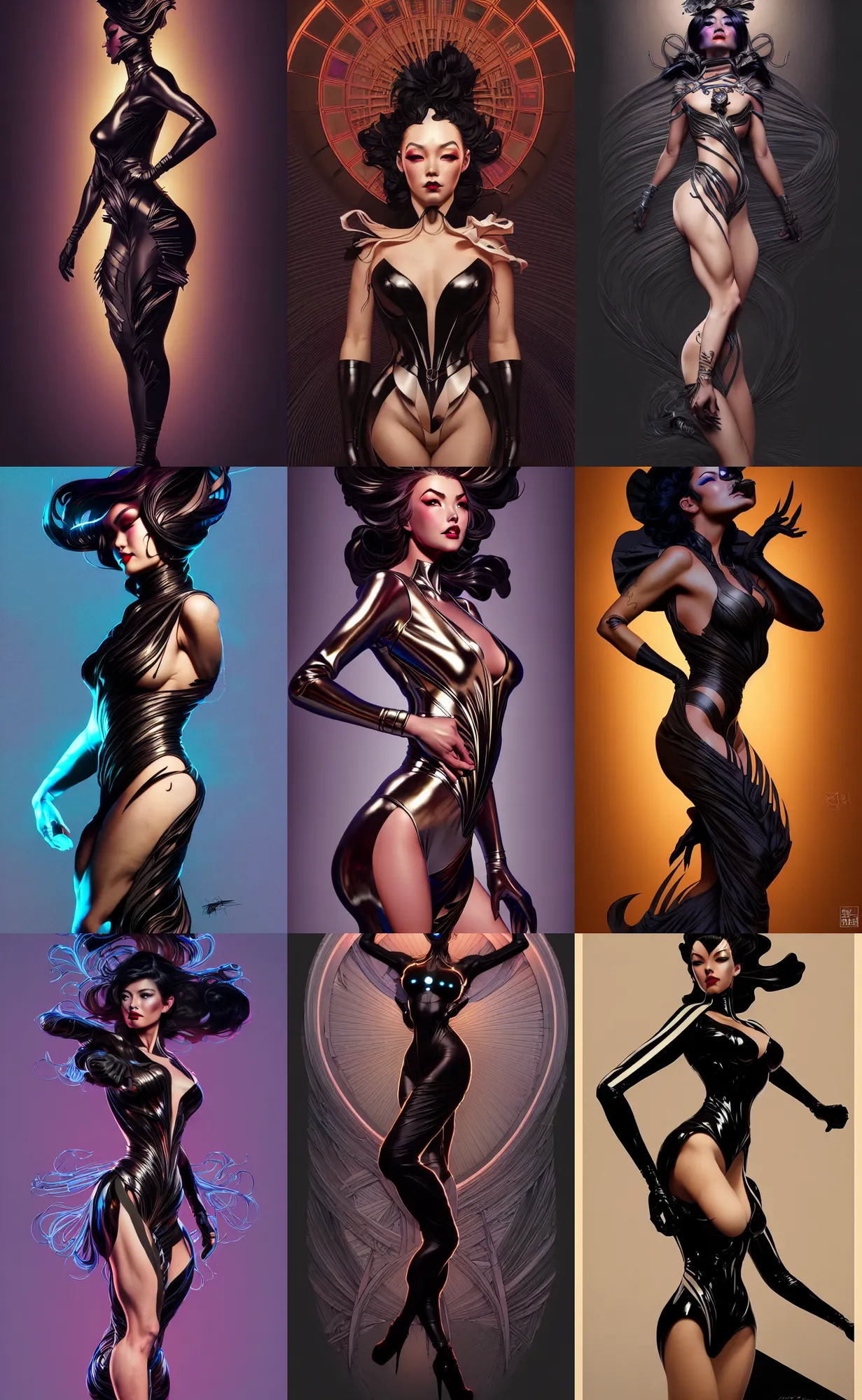 Prompt: digital concept art by artgerm, tooth wu, dan mumford, beeple, wlop, rossdraws, james jean, marc simonetti and alphonse mucha. just one black tape project attctive showgirl. full body!! contour light effect!! hd, 4 k, stage light. octane render. ultra clear detailed