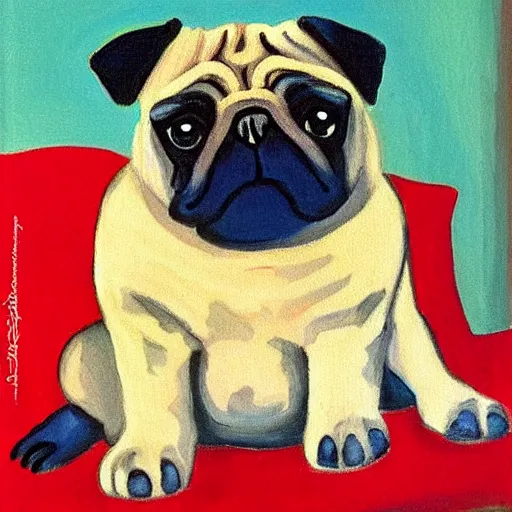 Image similar to A cute pug painted by Matisse