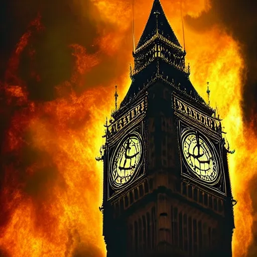 Prompt: the big ben being burned down, cinematic, rtx, fantasy artwork, beautiful, revolutionary, unreal, epic