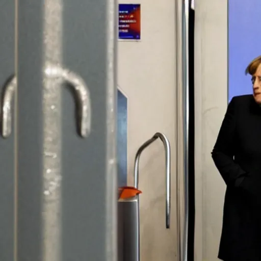 Image similar to angela merkel peeing at a urinal