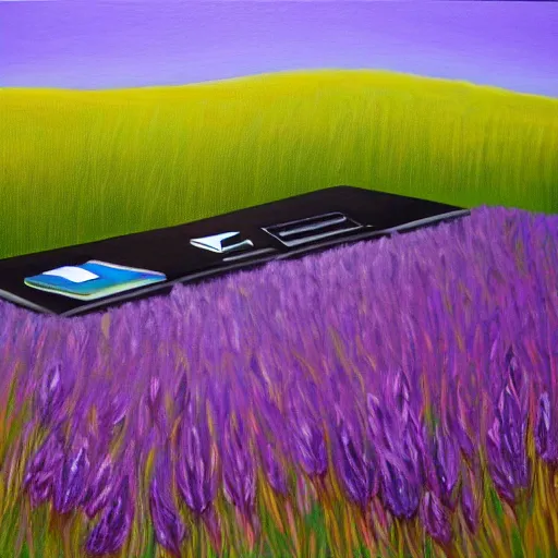 Image similar to realistic painting of a desk on a purple field