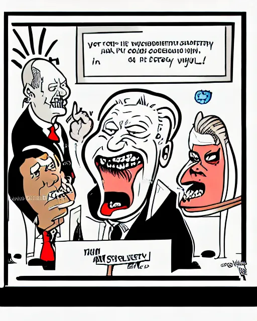 Image similar to scary cartoon, yeltsin in hell, frame from the cartoon in color, drawing in good quality