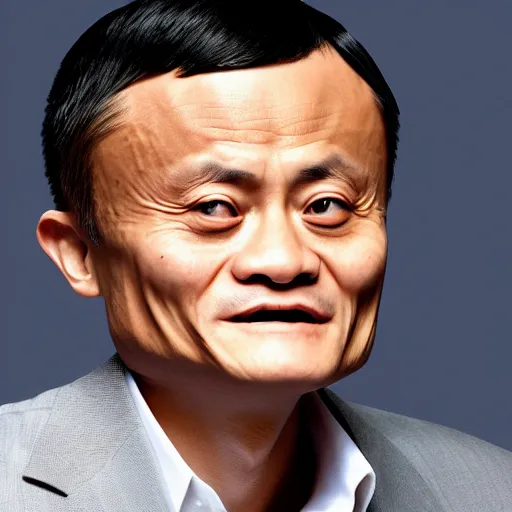 Image similar to jack ma tiny face enlarge cranium in the body form of crang photo portrait