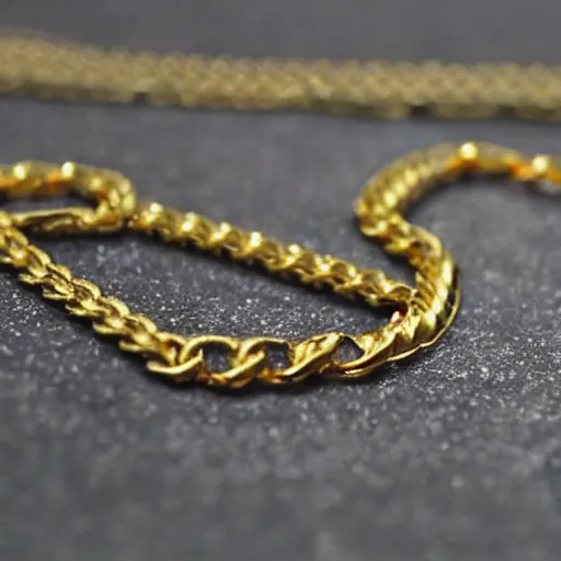 Image similar to a diamond studded gold chain, in hot lava