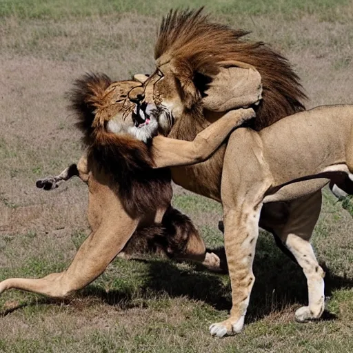 Image similar to midgets fighting a lion to the death