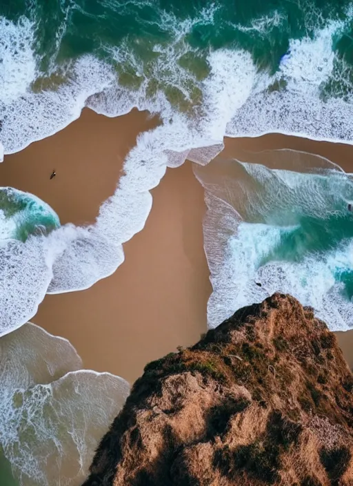 Image similar to a view of the ocean from a cliff, a tilt shift photo by yi insang, unsplash, video art, tilt shift, wallpaper, cinematic view