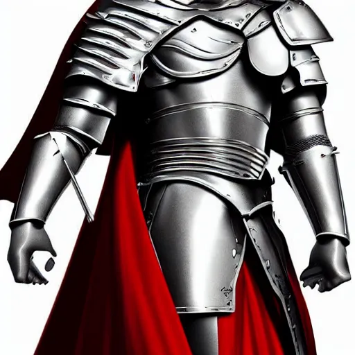 Prompt: man in crusader armor and white cape with big red cross on it digital art realistic high detail