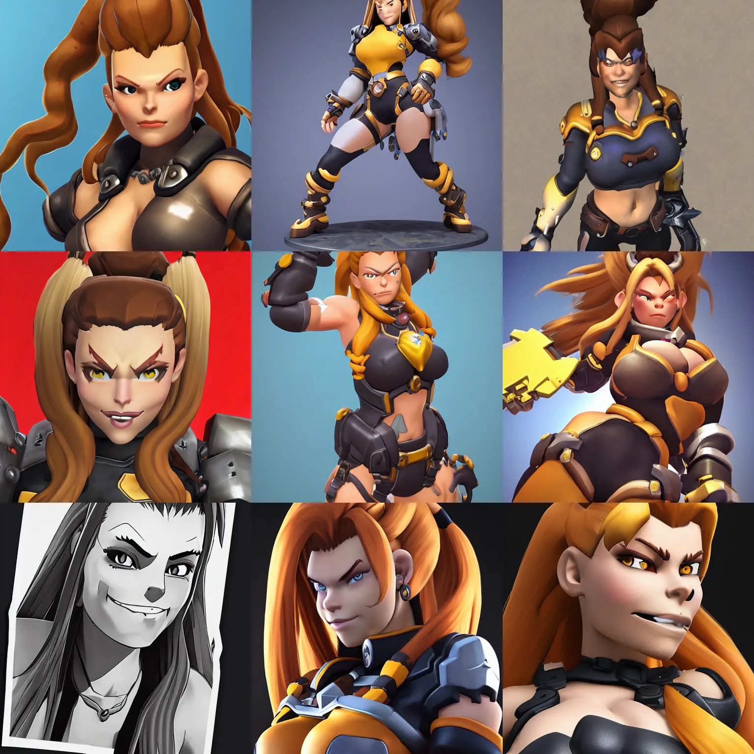 Prompt: brigitte from overwatch, 3 / 4 angle