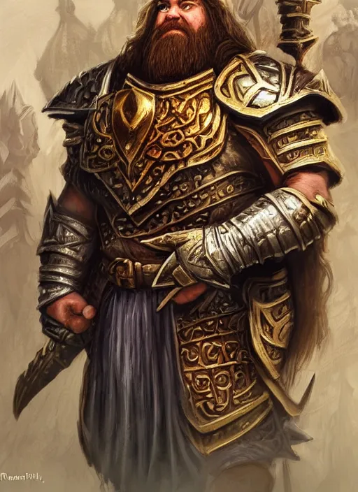 Image similar to dwarven king wearing crown, ultra detailed fantasy, dndbeyond, bright, colourful, realistic, dnd character portrait, full body, pathfinder, pinterest, art by ralph horsley, dnd, rpg, lotr game design fanart by concept art, behance hd, artstation, deviantart, hdr render in unreal engine 5