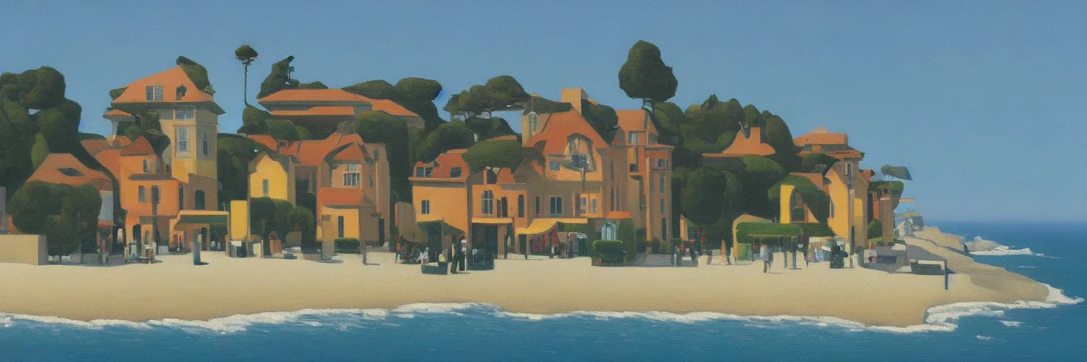 Image similar to Carmel-by-the-Sea cityscape oil painting magritte