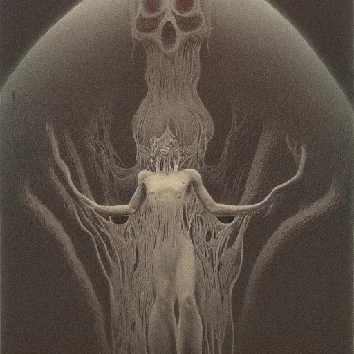 Prompt: coming from the hell in the style of zdzisław beksinski