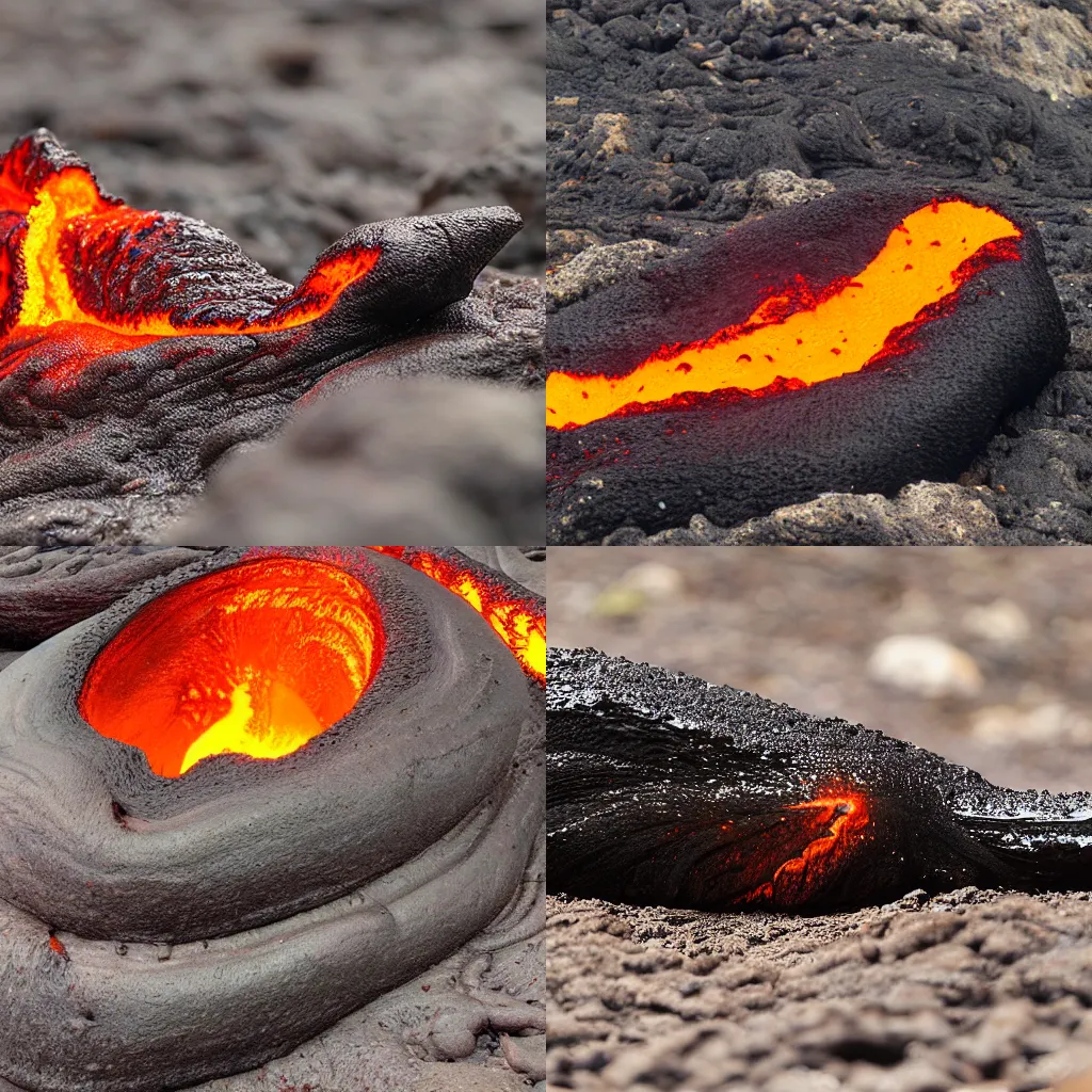 Prompt: lava slug, volcano