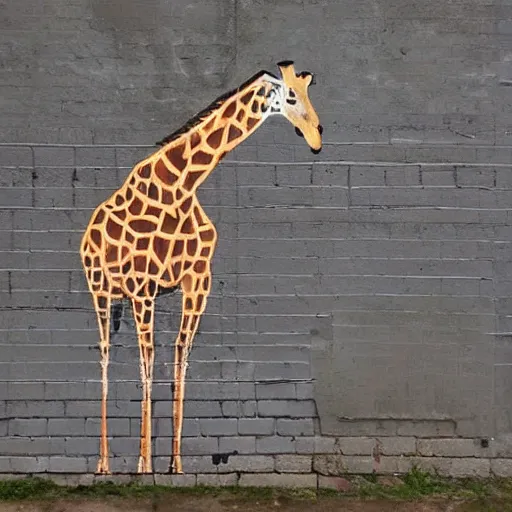 Image similar to giraffe graffiti by banksy