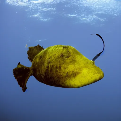Image similar to humpback anglerfish with luminiscient illicium