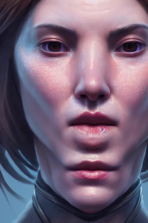 Image similar to ultra detailed close up face portrait of charly from the orville, extremely detailed digital painting, in the style of fenghua zhong and ruan jia and jeremy lipking and peter mohrbacher, mystical colors, rim light, beautiful lighting, 8 k, stunning scene, raytracing, octane, trending on artstation