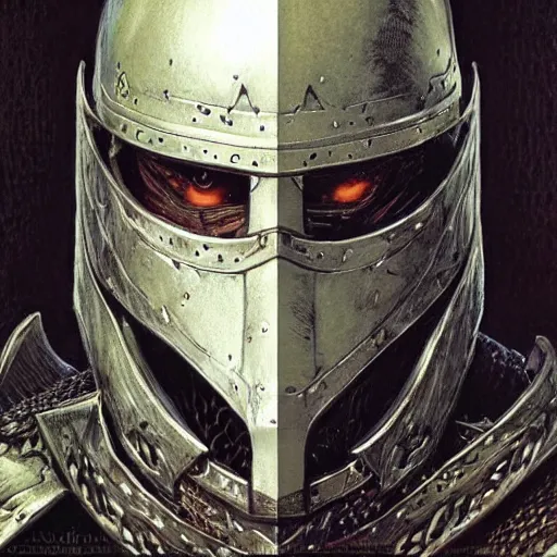 Image similar to dark souls knight as fantasy knight, realistic closeup portrait art by norman rockwell and donato giancola and greg rutkowski, symmetry!!