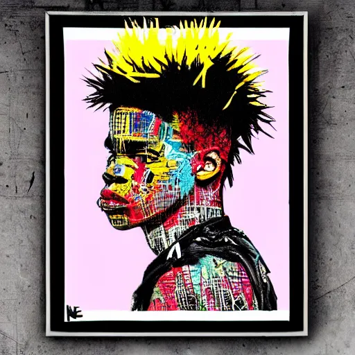 Image similar to punk in the style of basquiat