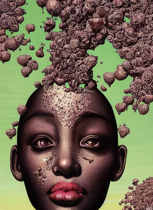 Image similar to Chocolate goddess painting by Dan Hillier, trending on artstation, artstationHD, artstationHQ, 4k, 8k