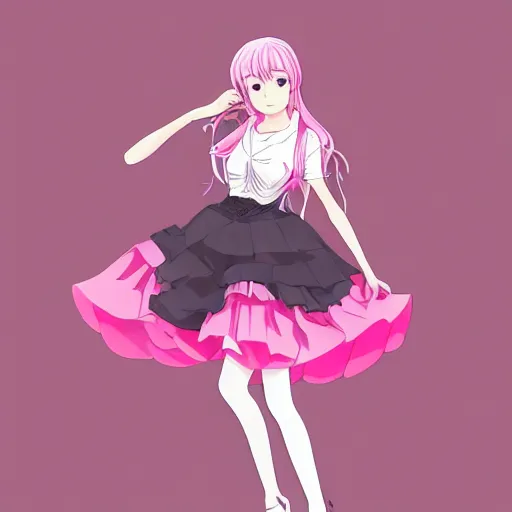 Image similar to Karl Marx wearing pink dress, cute smile, dancing, art by makoto shinkai, anime art, trending on artstation, pink hair