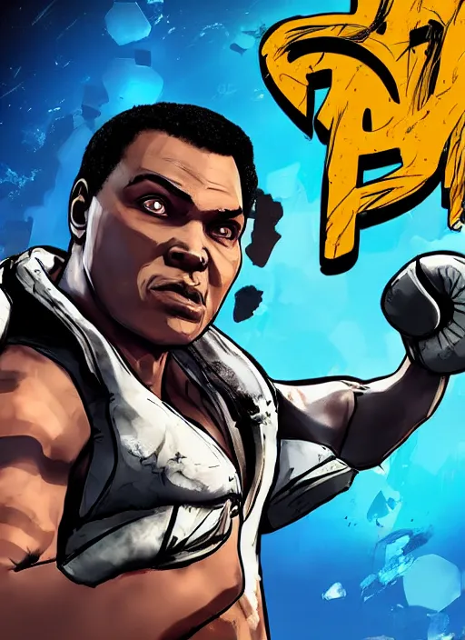 Image similar to muhammed ali in the borderlands 3 style