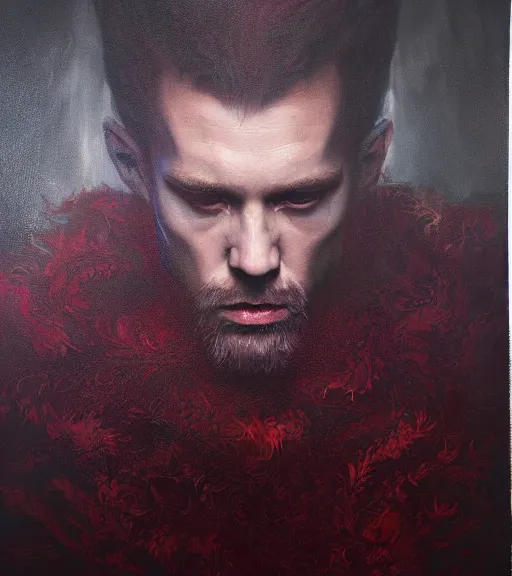 Prompt: beautiful paint of peter the first, portrait, luxurious indoor setting, menacing, atmospheric lighting, painted, voluptuous, menacing, intricate, volumetric lighting, rich deep colours masterpiece, sharp focus, ultra detailed, by leesha hannigan, ross tran, thierry doizon, kai carpenter, ignacio fernandez rios