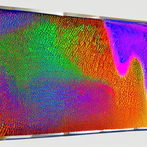 Prompt: gigapixel resolution abstract artwork made of hundreds of colorful transparent insect wings made of crytals, bismuth and other interesting rainbow coloured gems ornated copper or silver. color grading, super - resolution microscopy, spectral color, chroma, complimentary - colors, polychromatic - colors