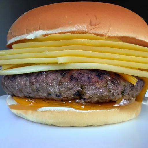 Prompt: burger wit 5 0 layers of cheese