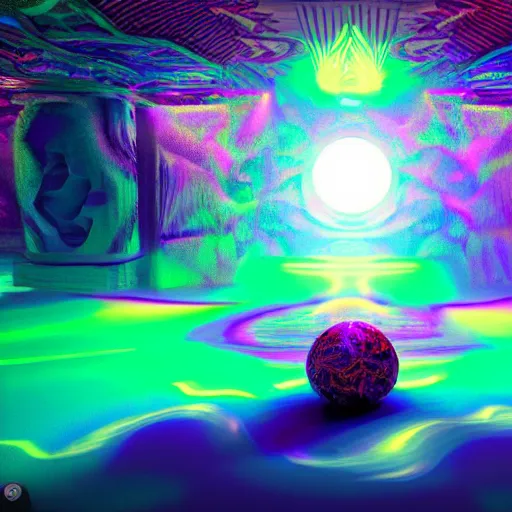 Image similar to a psychedelic 3 d octane render of a dmt trip, hyperrealistic, dramatic lighting, 8 k, unreal engine