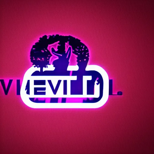 Prompt: logo for evil corporation that involves deer, retro pink synthwave style, retro sci fi
