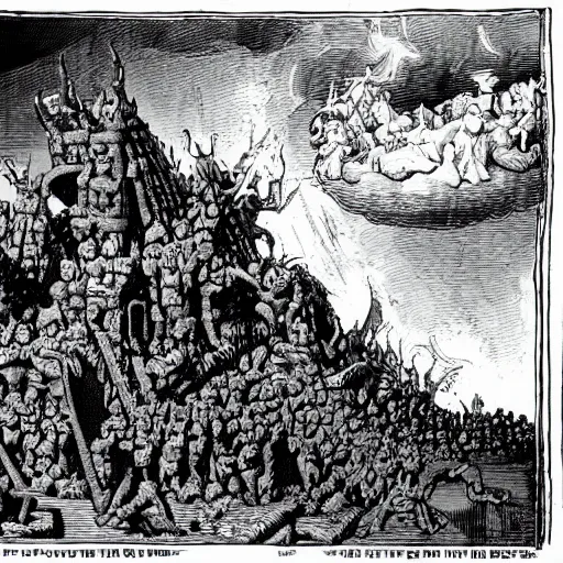 Image similar to dantes inferno with bart simpson and demons