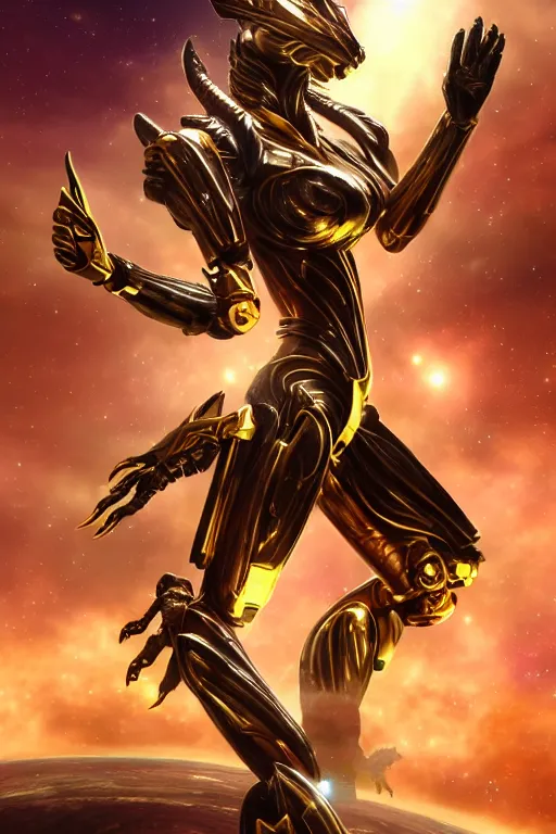 Prompt: galactic hyperdetailed elegant beautiful stunning giantess sexy hot anthropomorphic mecha female dragon goddess, sleek spines, sharp metal ears, sleek yellow eyes, smooth gold skin, hot gold armor, bigger than galaxy, epic proportions, epic scale, epic size, warframe destiny fanart, furry, dragon art, goddess, giantess, furaffinity, octane render