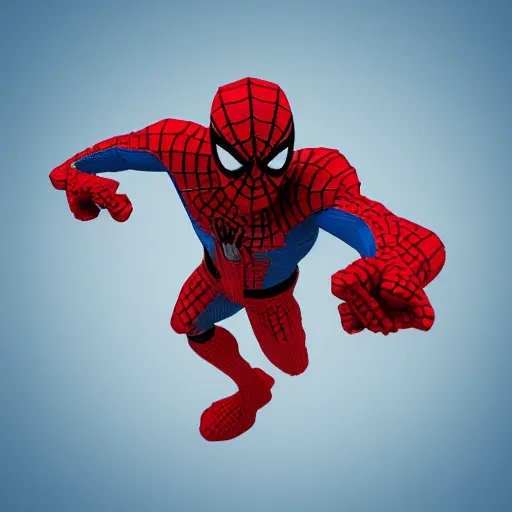 Prompt: Spiderman 3D voxel