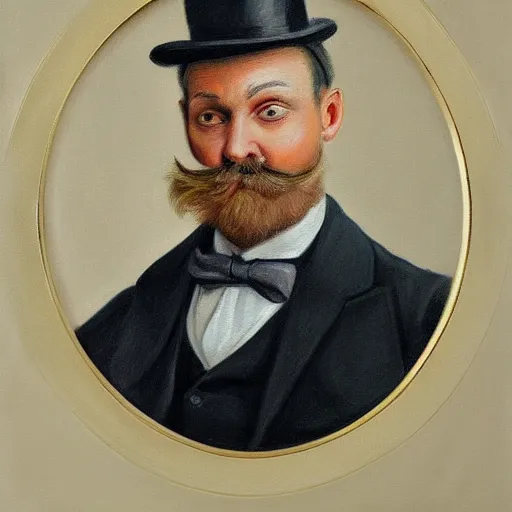 Prompt: detailed and realistic portrait painting of gentleman with monocle