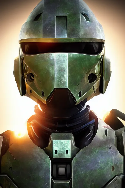 Image similar to robot ninja mask helmet halo master chief radiating a glowing aura global illumination ray tracing hdr fanart arstation by ian pesty and katarzyna da „ bek - chmiel