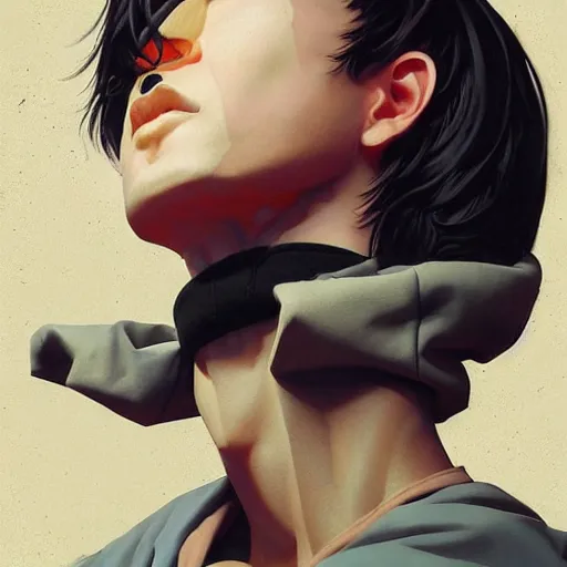 Image similar to markus aurelius in streetwear, Matte Painting, bold shapes, hard edges, street art, trending on artstation, by Huang Guangjian and Gil Elvgren and Sachin Teng