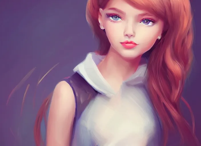 Image similar to cute girl in style Anna Zhilina trending on ArtStation, deviantart, stylized portrait H 704