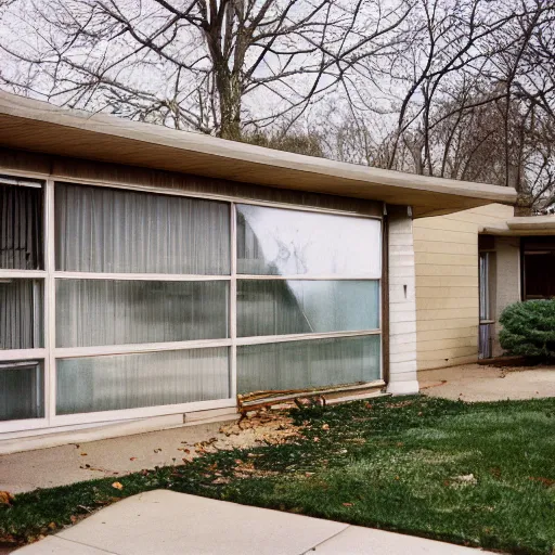 Image similar to midcentury house in wheaton, il. photographed with leica summilux - m 2 4 mm lens, iso 1 0 0, f / 8, portra 4 0 0