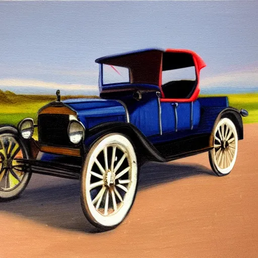 Prompt: an oil paint sketch of a ford model t