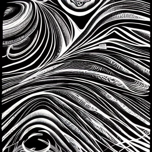 Prompt: abstract black and white concept art graphic painting illustrating stochastic equations, overcomplicated, math inspired, hyper detailed, psychodelic, creepy