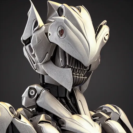Image similar to a highly detailed bust, anthropomorphic humanoid robotic mecha female dragoness, with smooth and streamlined armor, standing and posing elegantly, well detailed dragon head with LED eyes and a maw, sharp and dangerous sleek design, two arms, two legs, long tail, beautiful digital art, artstation, DeviantArt, FurAffinity, professional, octane render